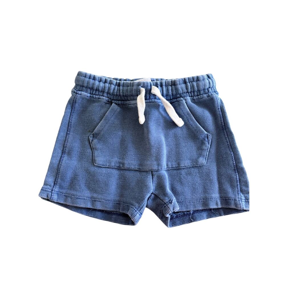 Zara Blue Textured Drawstring Shorts - Boys 12-18 Months